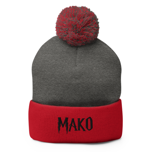 Mako Black Pom-Pom Beanie