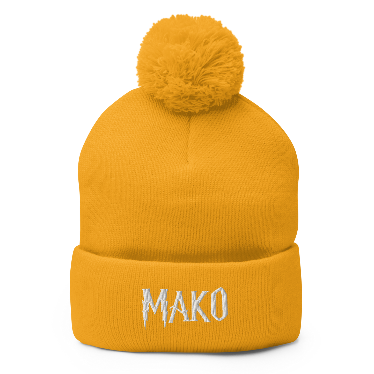 Mako White Pom-Pom Beanie