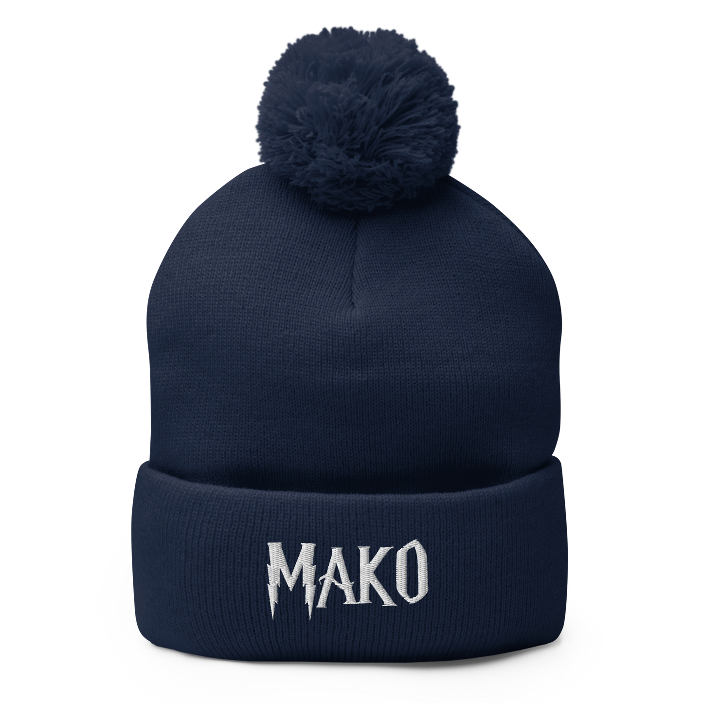 Mako White Pom-Pom Beanie