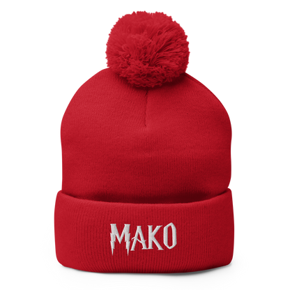 Mako White Pom-Pom Beanie