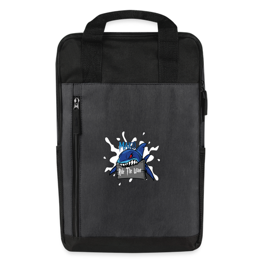 White Splatter Laptop Backpack - heather dark gray/black